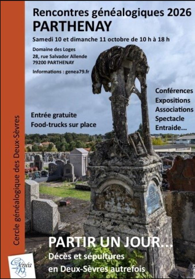 Rencontres généalogiques les 10 et 11 Octobre 2026 PARTHENAY
